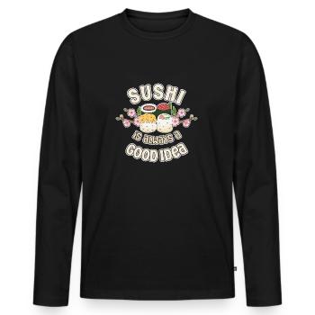 Sushi Lover SUshi Is Always A Good Idea - Men's Premium Organic Long Sleeve Shirt - black - Front - Nico (187cm)