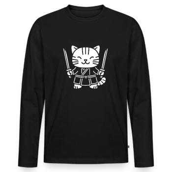 KENDO - T-shirt manches longues Premium bio Homme - noir - Devant - Nico (187cm)