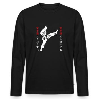 karate - T-shirt manches longues Premium bio Homme - noir - Devant - Nico (187cm)
