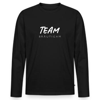 Team Bräutigam – Bereit für die letzte Runde - Männer Premium Bio Langarmshirt - Schwarz - Vorne - Nico (187cm)