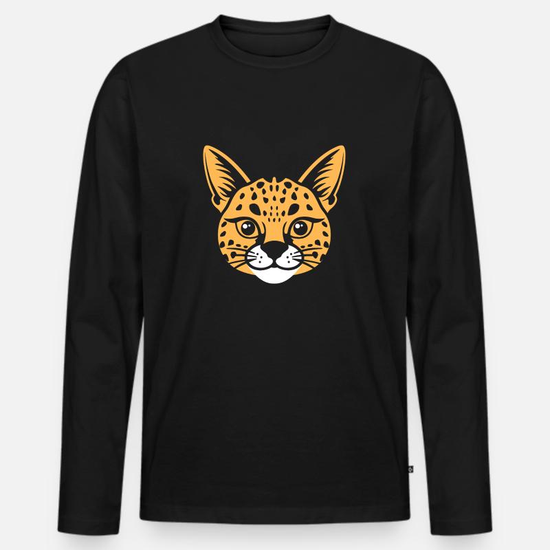 Serval - Männer Premium Bio Langarmshirt - Schwarz