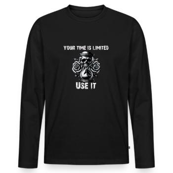 Votre temps est limité Crâne - T-shirt manches longues Premium bio Homme - noir - Devant - Nico (187cm)