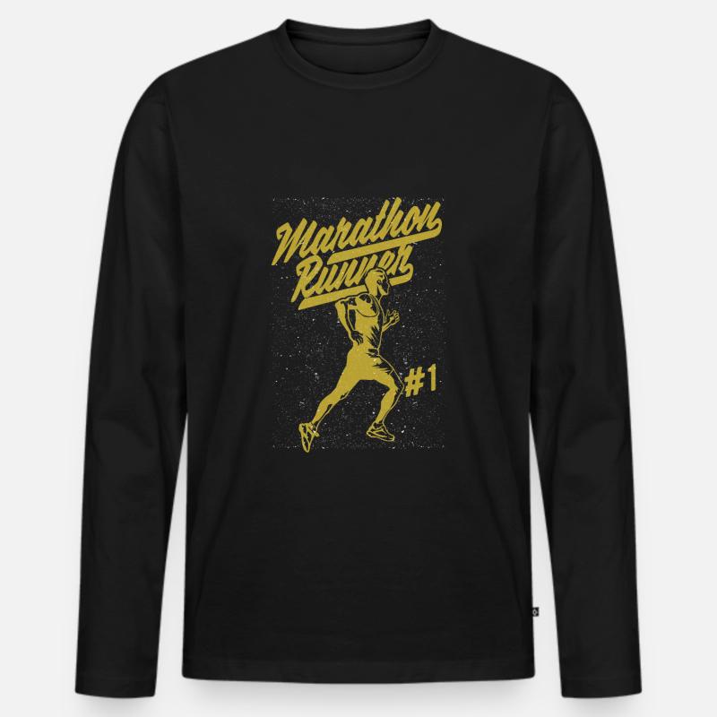 Marathonläufer - Männer Premium Bio Langarmshirt - Schwarz