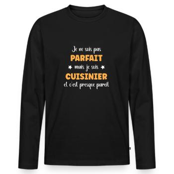 cuisinier - T-shirt manches longues Premium bio Homme - noir - Devant - Nico (187cm)