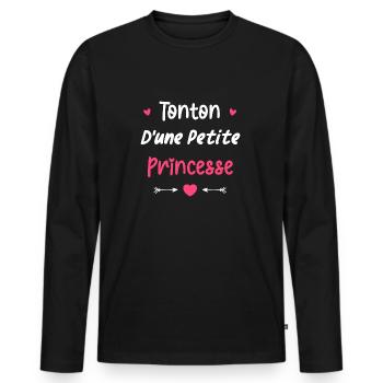 Tonton d'une princesse - T-shirt manches longues Premium bio Homme - noir - Devant - Nico (187cm)