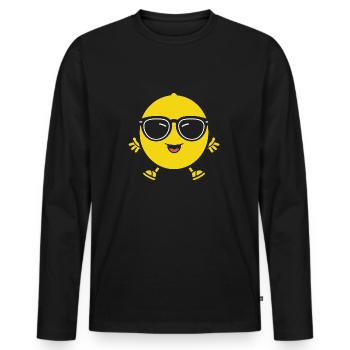 Zitrone - Männer Premium Bio Langarmshirt - Schwarz - Vorne - Nico (187cm)