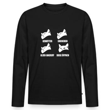 Katze - selektive Wahrnehmung - Spruch - Männer Premium Bio Langarmshirt - Schwarz - Vorne - Nico (187cm)