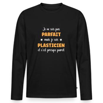 Je ne suis pas parfait mais Plasticien - T-shirt manches longues Premium bio Homme - noir - Devant - Nico (187cm)