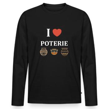 Humour pots de Poterie - T-shirt manches longues Premium bio Homme - noir - Devant - Nico (187cm)