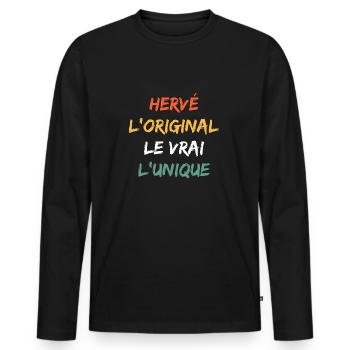 L'original le vrai l'unique hervé - T-shirt manches longues Premium bio Homme - noir - Devant - Nico (187cm)