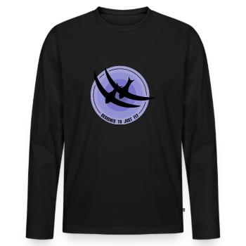 Mauersegler Vögel Schwalben DESIGNED TO JUST FLY - Männer Premium Bio Langarmshirt - Schwarz - Vorne - Nico (187cm)