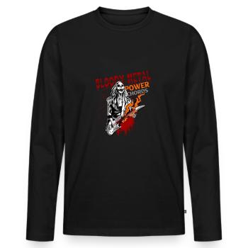 bloody metal powerchord burning guitar - Men's Premium Organic Long Sleeve Shirt - black - Front - Nico (187cm)