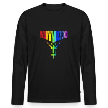 regenbogenfarben bunter Korkenzieher Weinwanderung - Männer Premium Bio Langarmshirt - Schwarz - Vorne - Nico (187cm)