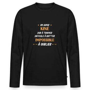 Super kiné - T-shirt manches longues Premium bio Homme - noir - Devant - Nico (187cm)