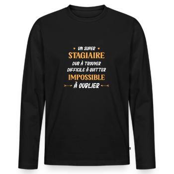 Super stagiaire - T-shirt manches longues Premium bio Homme - noir - Devant - Nico (187cm)