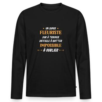 Super fleuriste - T-shirt manches longues Premium bio Homme - noir - Devant - Nico (187cm)
