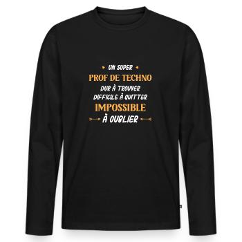 Super prof de techno - T-shirt manches longues Premium bio Homme - noir - Devant - Nico (187cm)