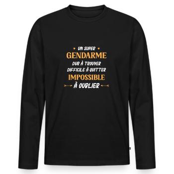 Super gendarme - T-shirt manches longues Premium bio Homme - noir - Devant - Nico (187cm)