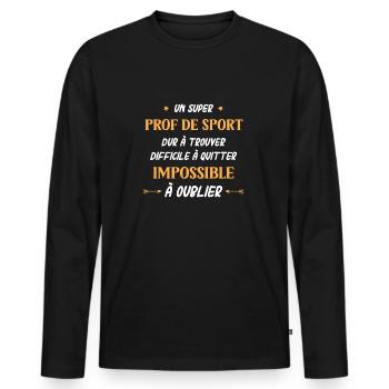 Super prof de sport - T-shirt manches longues Premium bio Homme - noir - Devant - Nico (187cm)