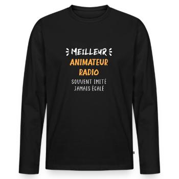 Meilleur animateur radio - T-shirt manches longues Premium bio Homme - noir - Devant - Nico (187cm)