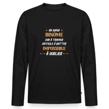 binome - T-shirt manches longues Premium bio Homme - noir - Devant - Nico (187cm)