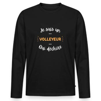 Je suis un volleyeur qui déchire - T-shirt manches longues Premium bio Homme - noir - Devant - Nico (187cm)