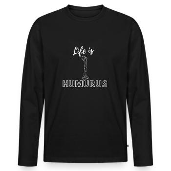 Leben ist Humurus - Männer Premium Bio Langarmshirt - Schwarz - Vorne - Nico (187cm)