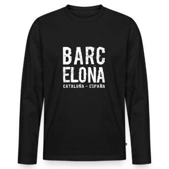 Barcelone, Catalogne, Espagne, Mer Méditerranée - T-shirt manches longues Premium bio Homme - noir - Devant - Nico (187cm)