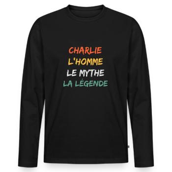Charlie - T-shirt manches longues Premium bio Homme - noir - Devant - Nico (187cm)