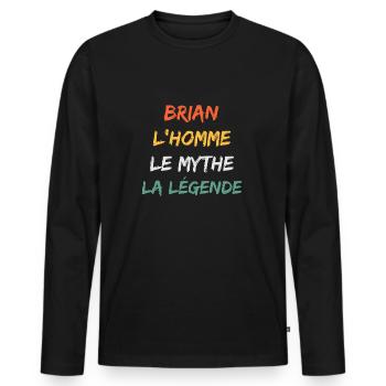 brian - T-shirt manches longues Premium bio Homme - noir - Devant - Nico (187cm)
