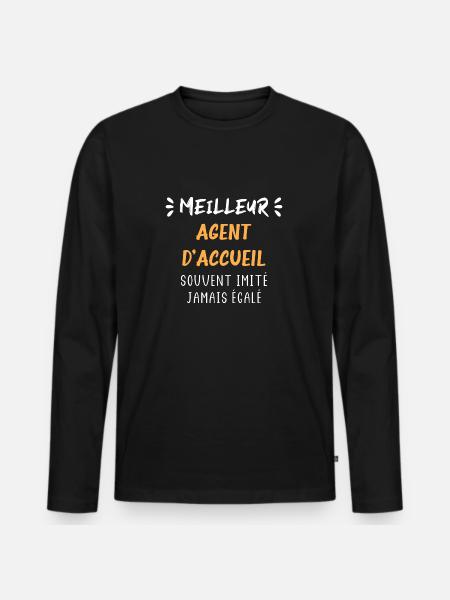 agent d accueil - T-shirt manches longues Premium bio Homme - noir