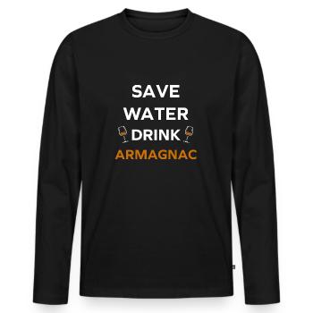 Save water drink Armagnac - T-shirt manches longues Premium bio Homme - noir - Devant - Nico (187cm)