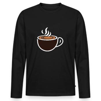 Humour petit chocolat chaud - T-shirt manches longues Premium bio Homme - noir - Devant - Nico (187cm)