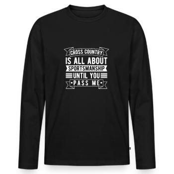 Runn Country Runner and XC Coach - Unique Cross - Men's Premium Organic Long Sleeve Shirt - black - Front - Nico (187cm)