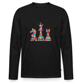 Schachspieler Schachfiguren Jungen Mädchen Schach - Männer Premium Bio Langarmshirt - Schwarz - Vorne - Nico (187cm)