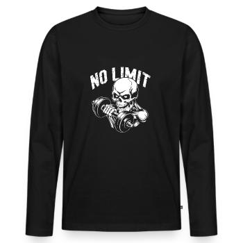 Entraînement de musculation du crâne et No Limit - T-shirt manches longues Premium bio Homme - noir - Devant - Nico (187cm)