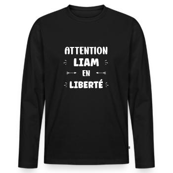 Liam - T-shirt manches longues Premium bio Homme - noir - Devant - Nico (187cm)