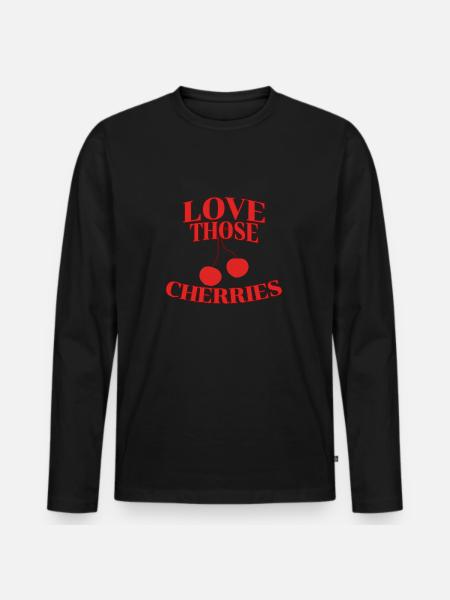 Love those cherries - Männer Premium Bio Langarmshirt - Schwarz