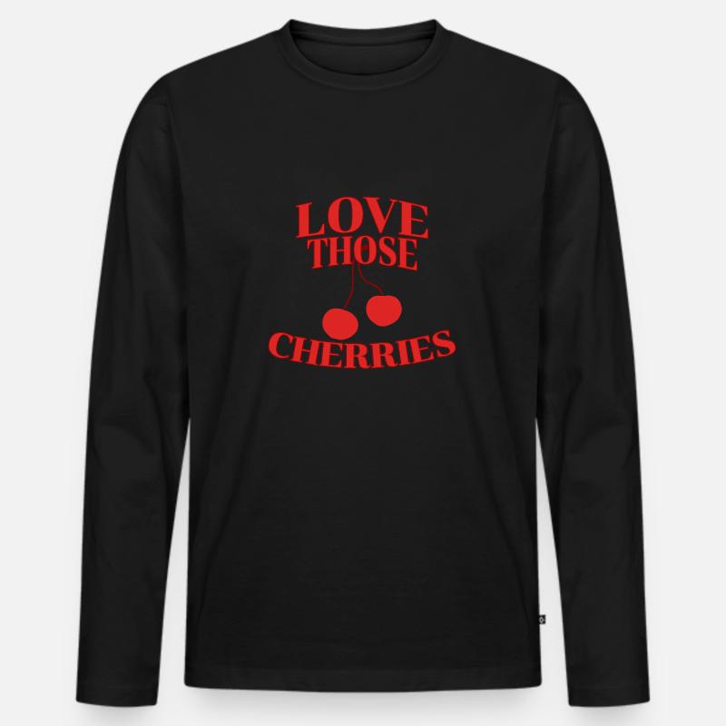 Love those cherries - Männer Premium Bio Langarmshirt - Schwarz