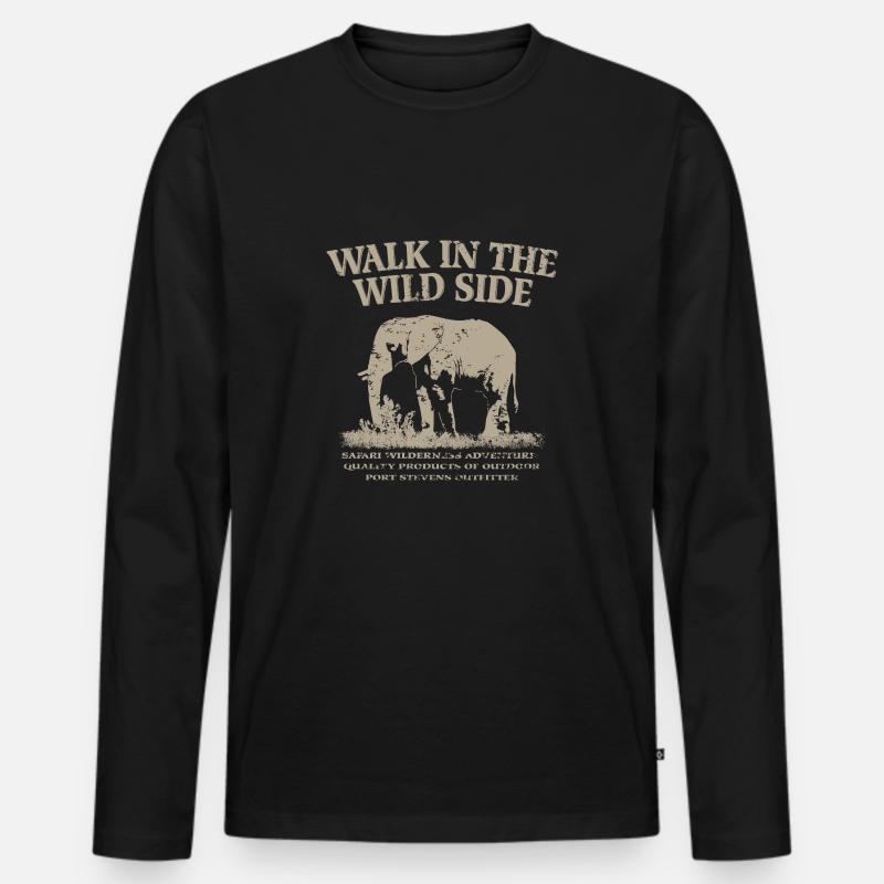 Elefant - Männer Premium Bio Langarmshirt - Schwarz
