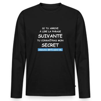Je vais être cousin - T-shirt manches longues Premium bio Homme - noir - Devant - Nico (187cm)