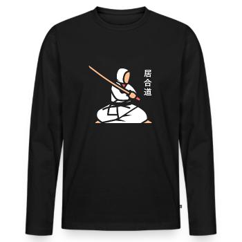 iaido - Männer Premium Bio Langarmshirt - Schwarz - Vorne - Nico (187cm)