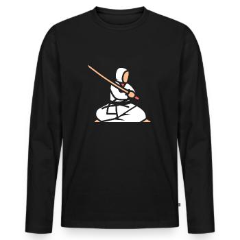 iaido - Männer Premium Bio Langarmshirt - Schwarz - Vorne - Nico (187cm)