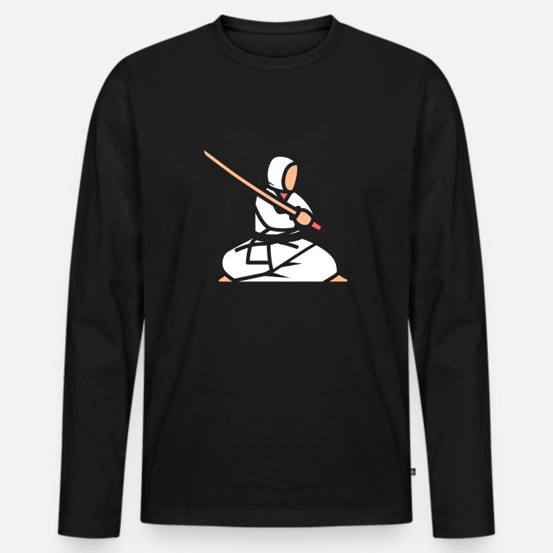 iaido - Männer Premium Bio Langarmshirt - Schwarz
