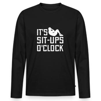 Gym Junkies It ́s Sit-Ups O ́Clock Calisthenics - Men's Premium Organic Long Sleeve Shirt - black - Front - Nico (187cm)