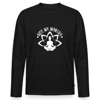Pilates Enthusiasts Kiss My Mantra Pilates - Men's Premium Organic Long Sleeve Shirt - black - Front - Nico (187cm)