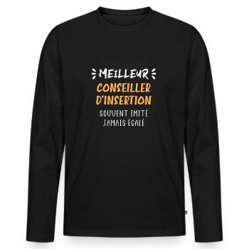 Meilleur conseiller d'insertion - T-shirt manches longues Premium bio Homme - noir - Devant - Nico (187cm)