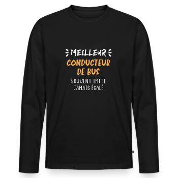 Meilleur conducteur de bus - T-shirt manches longues Premium bio Homme - noir - Devant - Nico (187cm)