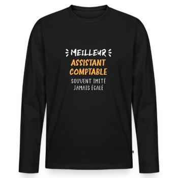 Meilleur assistant comptable - T-shirt manches longues Premium bio Homme - noir - Devant - Nico (187cm)