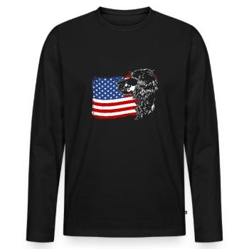 Gordon Setter Amérique Flag Dogs Wilsigns - T-shirt manches longues Premium bio Homme - noir - Devant - Nico (187cm)